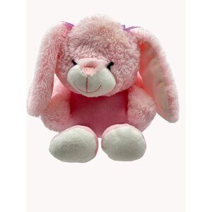 Okie Dokie Easter Bunny Basket Plush Handle Eggs Candy Stuffed Animal Pink